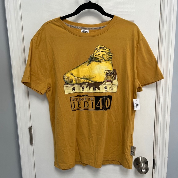 Star Wars Shirt Small Yellow Return Of The Jedi 40th Anniversary Jabba the Hutt - Picture 1 of 6